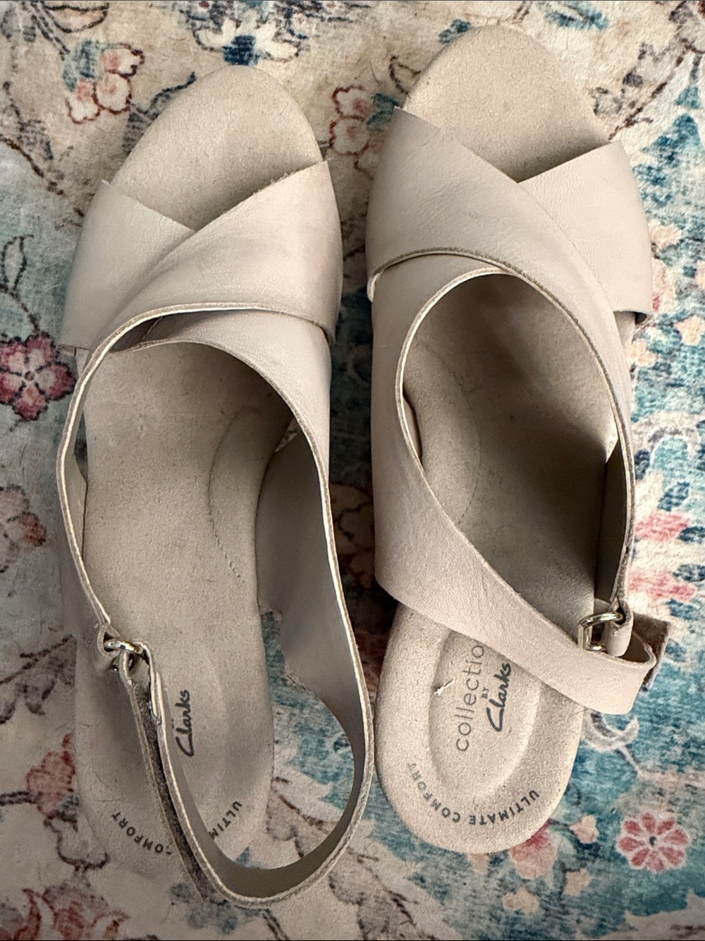 Clarks Light Tan Open-Toe Slingback Sandals